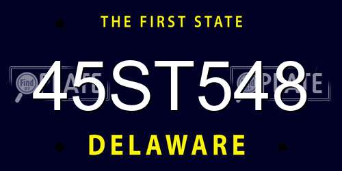 45ST548 Delaware License Plate
