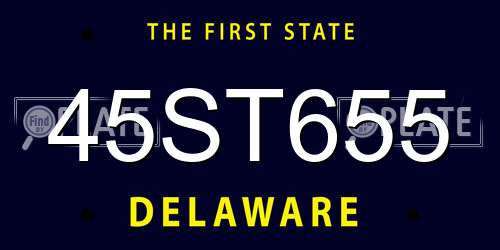45ST655 Delaware License Plate