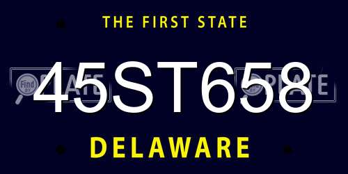 45ST658 Delaware License Plate