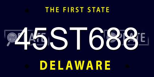 45ST688 Delaware License Plate