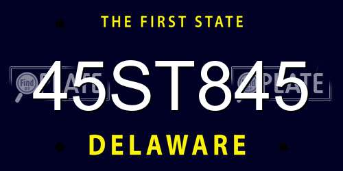 45ST845 Delaware License Plate