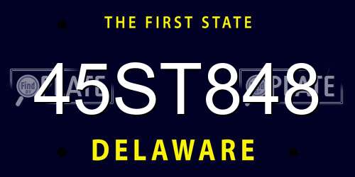 45ST848 Delaware License Plate