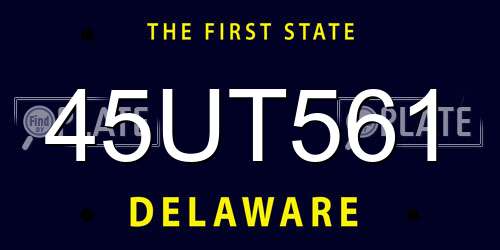 45UT561 Delaware License Plate