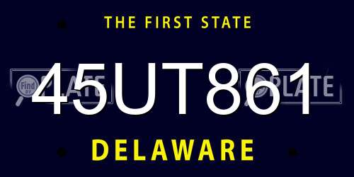 45UT861 Delaware License Plate