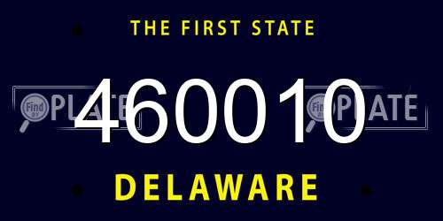 460010 Delaware License Plate
