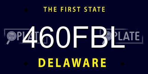 460FBL Delaware License Plate