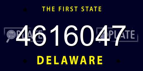 4616047 Delaware License Plate