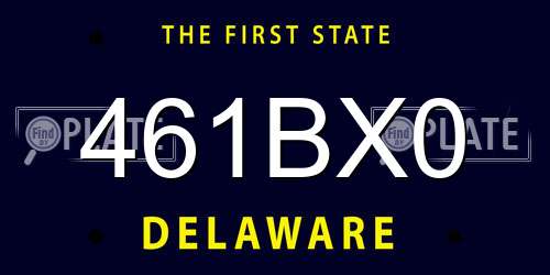 461BX0 Delaware License Plate