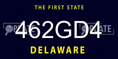 462GD4 Delaware License Plate