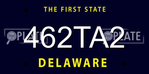 462TA2 Delaware License Plate