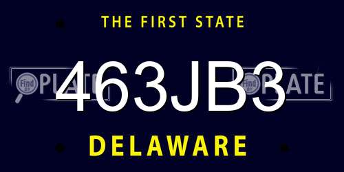463JB3 Delaware License Plate