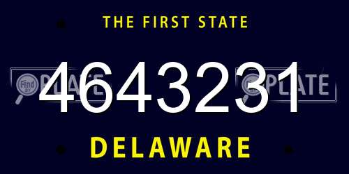 4643231 Delaware License Plate