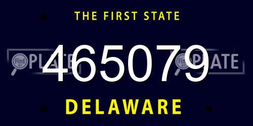 465079 Delaware License Plate