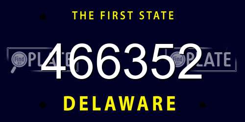 466352 Delaware License Plate