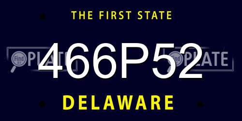 466P52 Delaware License Plate