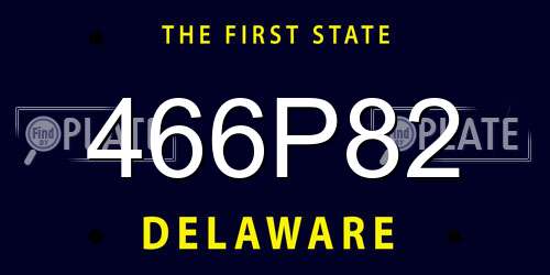 466P82 Delaware License Plate