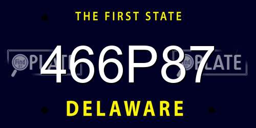 466P87 Delaware License Plate