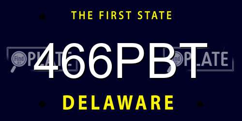 466PBT Delaware License Plate