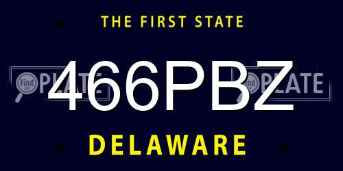 466PBZ Delaware License Plate