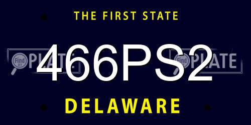 466PS2 Delaware License Plate