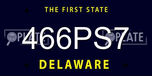 466PS7 Delaware License Plate