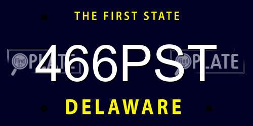 466PST Delaware License Plate