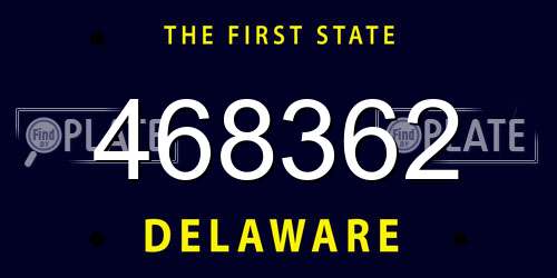 468362 Delaware License Plate