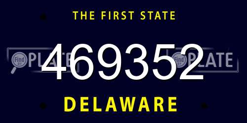 469352 Delaware License Plate