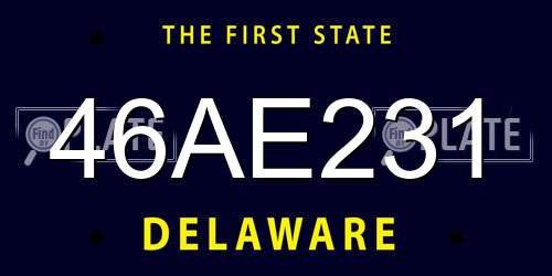 46AE231 Delaware License Plate
