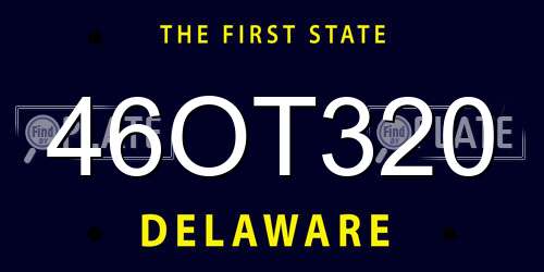 46OT320 Delaware License Plate