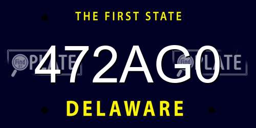 472AG0 Delaware License Plate