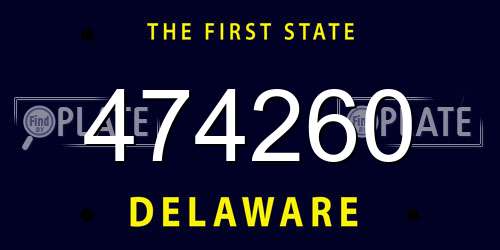 474260 Delaware License Plate