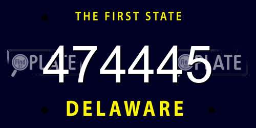 474445 Delaware License Plate