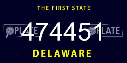 474451 Delaware License Plate