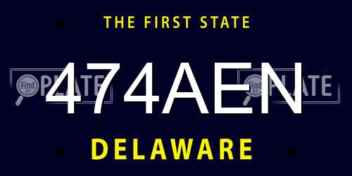 474AEN Delaware License Plate