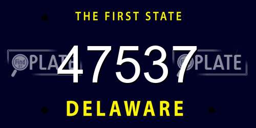 47537 Delaware License Plate