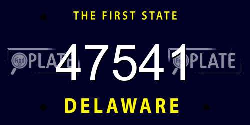 47541 Delaware License Plate