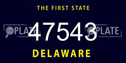 47543 Delaware License Plate