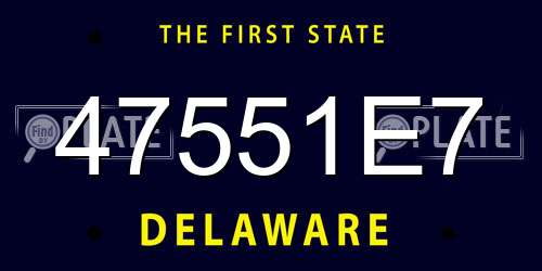 47551E7 Delaware License Plate