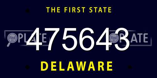 475643 Delaware License Plate