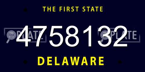 4758132 Delaware License Plate