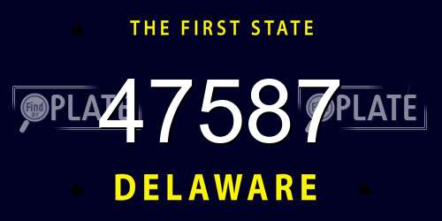 47587 Delaware License Plate