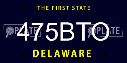 475BTO Delaware License Plate