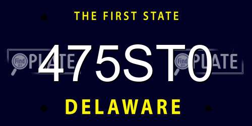 475ST0 Delaware License Plate