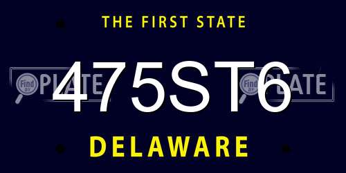 475ST6 Delaware License Plate