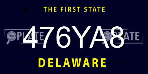 476YA8 Delaware License Plate