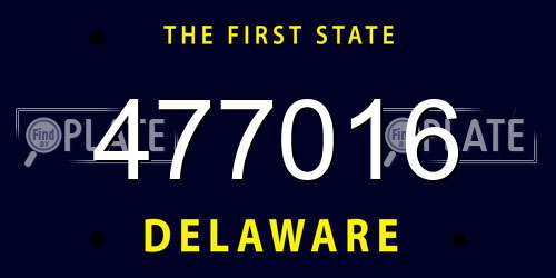 477016 Delaware License Plate
