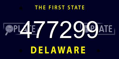 477299 Delaware License Plate