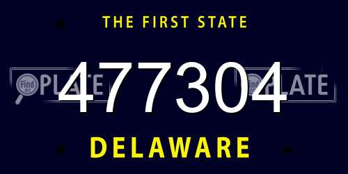 477304 Delaware License Plate