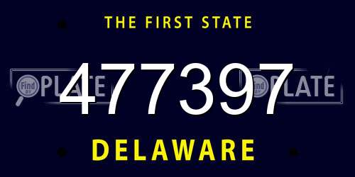 477397 Delaware License Plate